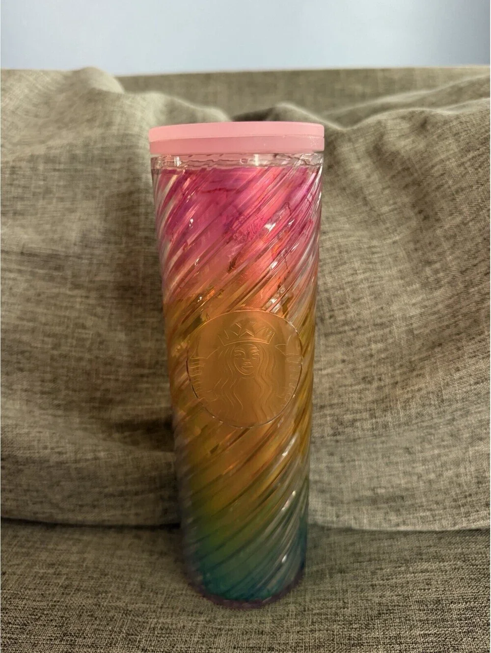 Starbucks Multicolor Rainbow Pink Tumbler 16 oz Original 2022 Coffee & Tea